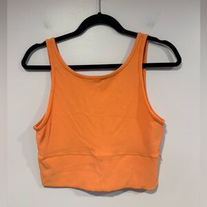 Orange ribbed lululemon power pivot‎ reversible tank top